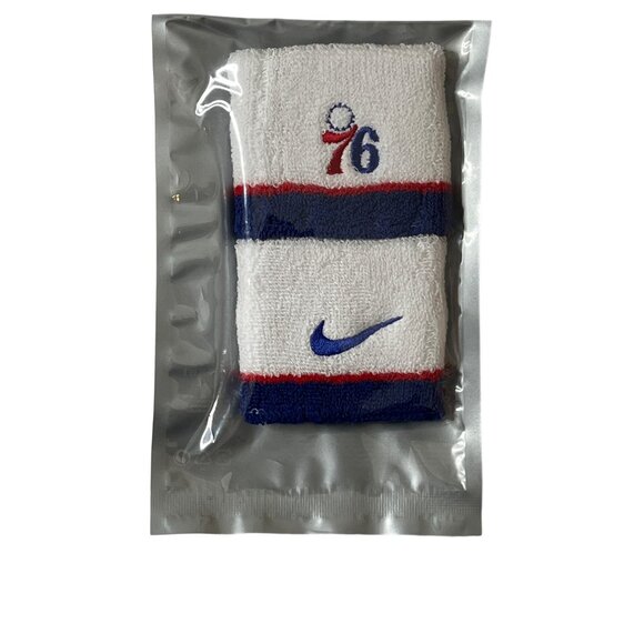 Nike NBA 76ers Dri-Fit Wristbands White Blue Red New - Picture 3 of 9